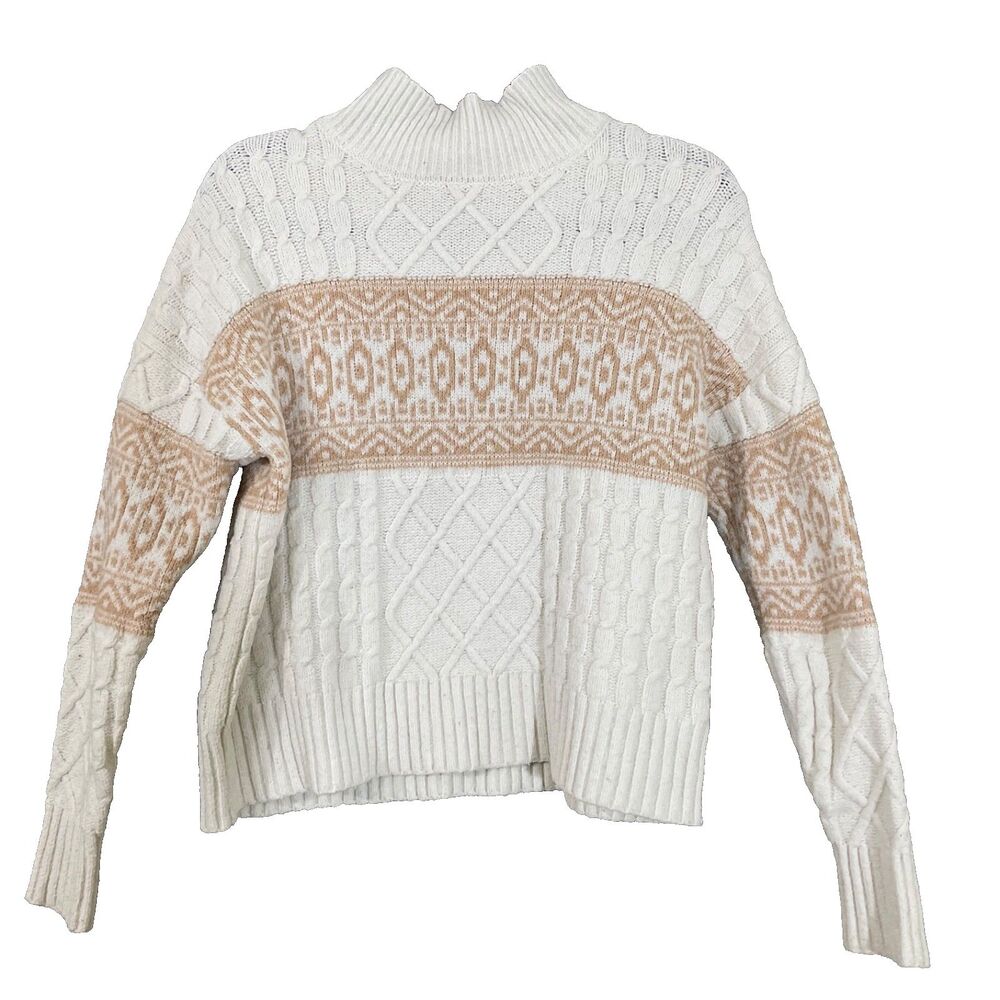 RACHEL ZOE Sweater women’s size S Cropped Cable Knit mock neck long sleeves